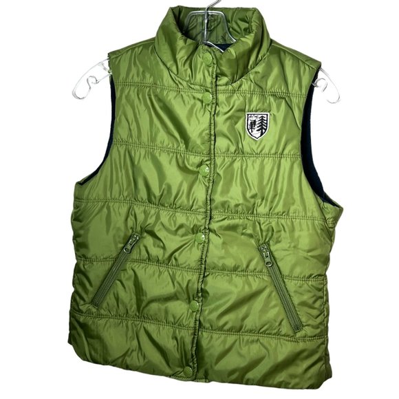 American Eagle Olive Green Snap Insulated Puffer Vest Zipper Pockets, Size S/P - Picture 9 of 9